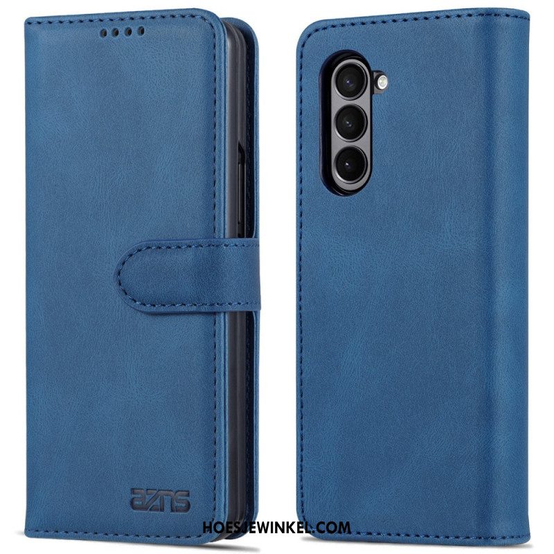 Bescherming Hoesje Samsung Galaxy Z Fold 5 Azns Ledereffect