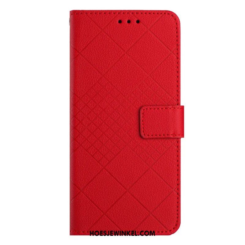 Bescherming Hoesje Xiaomi 14 Litchi-textuurdiamanten Met Riem