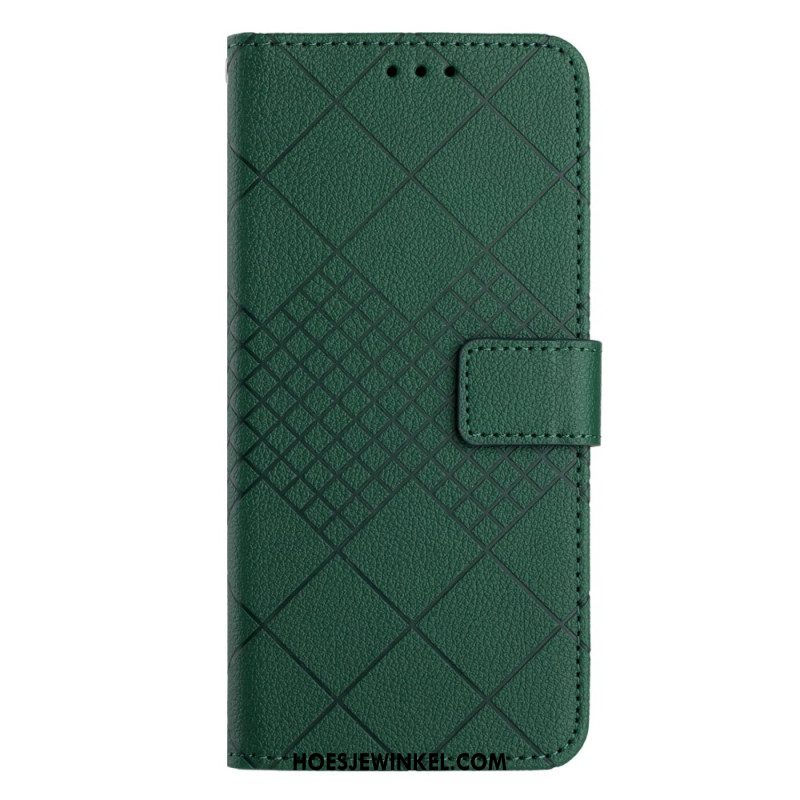 Bescherming Hoesje Xiaomi 14 Litchi-textuurdiamanten Met Riem