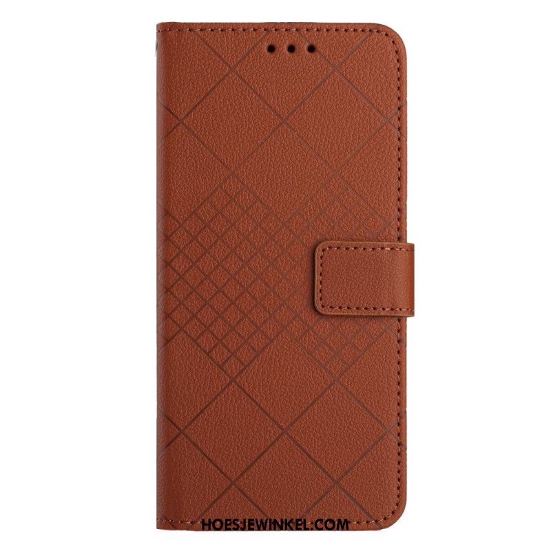 Bescherming Hoesje Xiaomi 14 Litchi-textuurdiamanten Met Riem