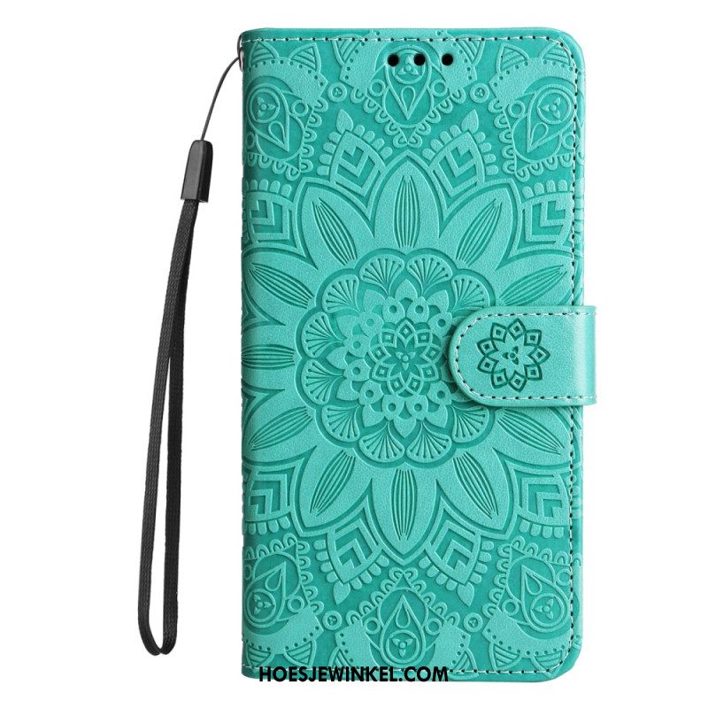 Bescherming Hoesje Xiaomi 14 Pro Zonnebloempatroon Met Riempje