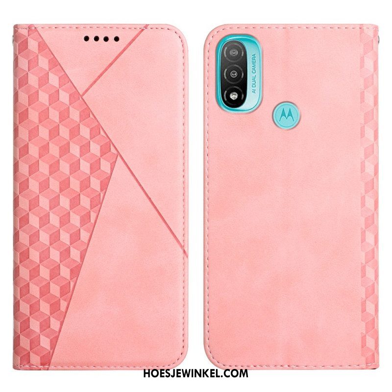 Bescherming Hoesje voor Moto E40 / E30 / E20 Folio-hoesje Geo Leereffect