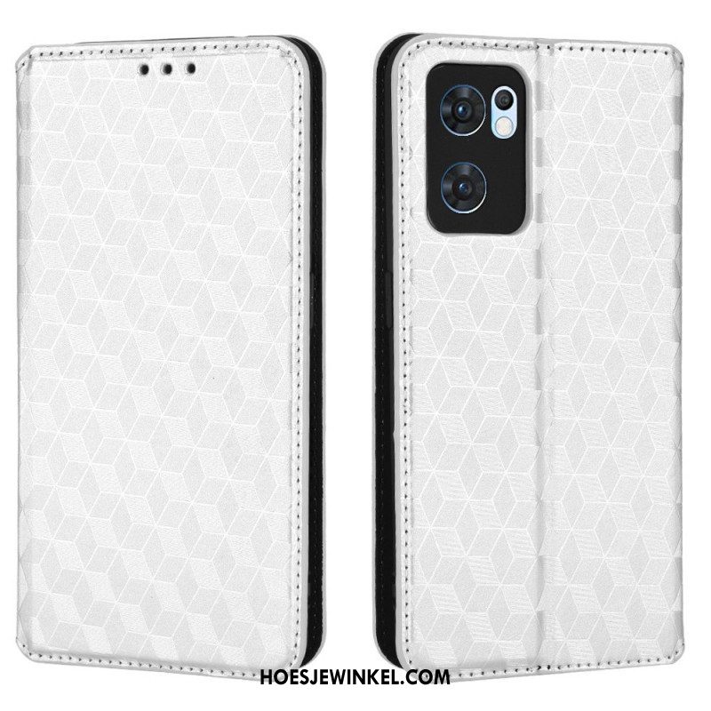 Bescherming Hoesje voor Oppo Find X5 Lite Folio-hoesje Diamant Leereffect