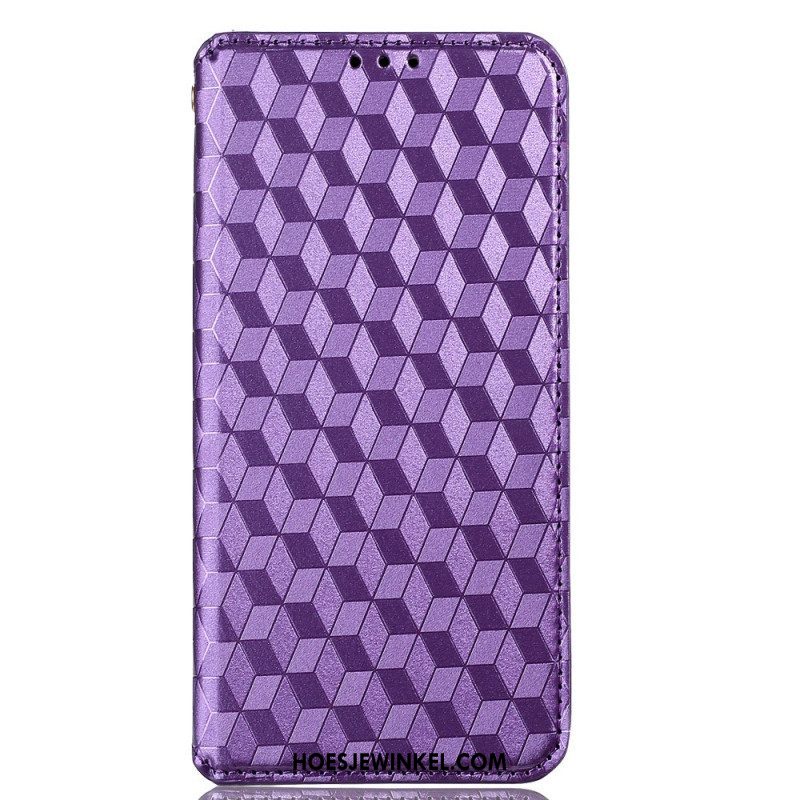 Bescherming Hoesje voor Oppo Reno 6 5G Folio-hoesje 3d Diamant Leereffect