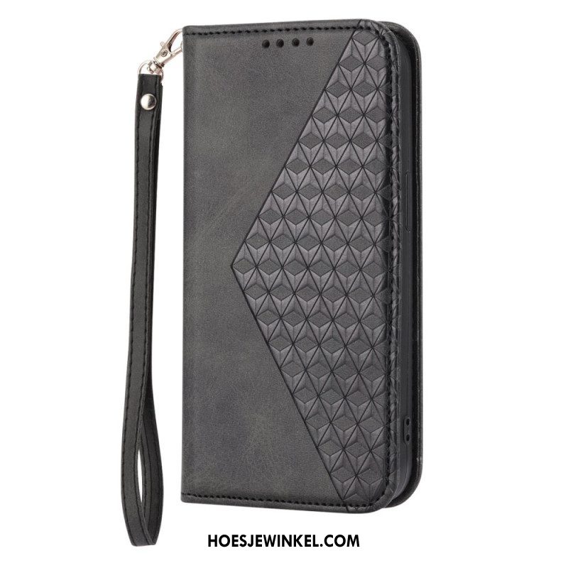 Bescherming Hoesje voor Samsung Galaxy S23 Plus 5G Met Ketting Folio-hoesje Strappy-patroon In 3d