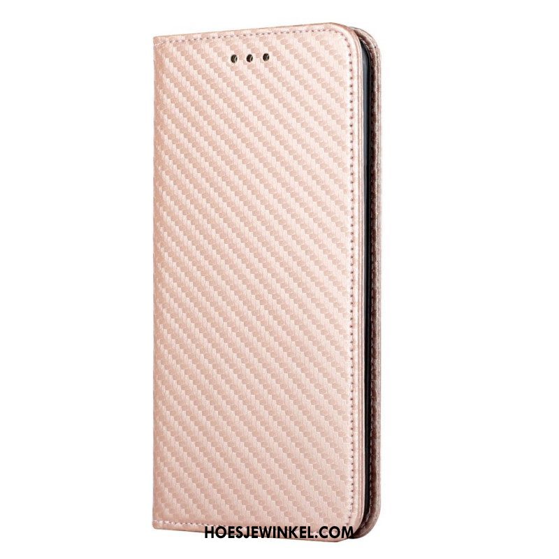 Bescherming Hoesje voor Xiaomi Redmi Note 10 Pro Met Ketting Folio-hoesje Band Van Koolstofvezel