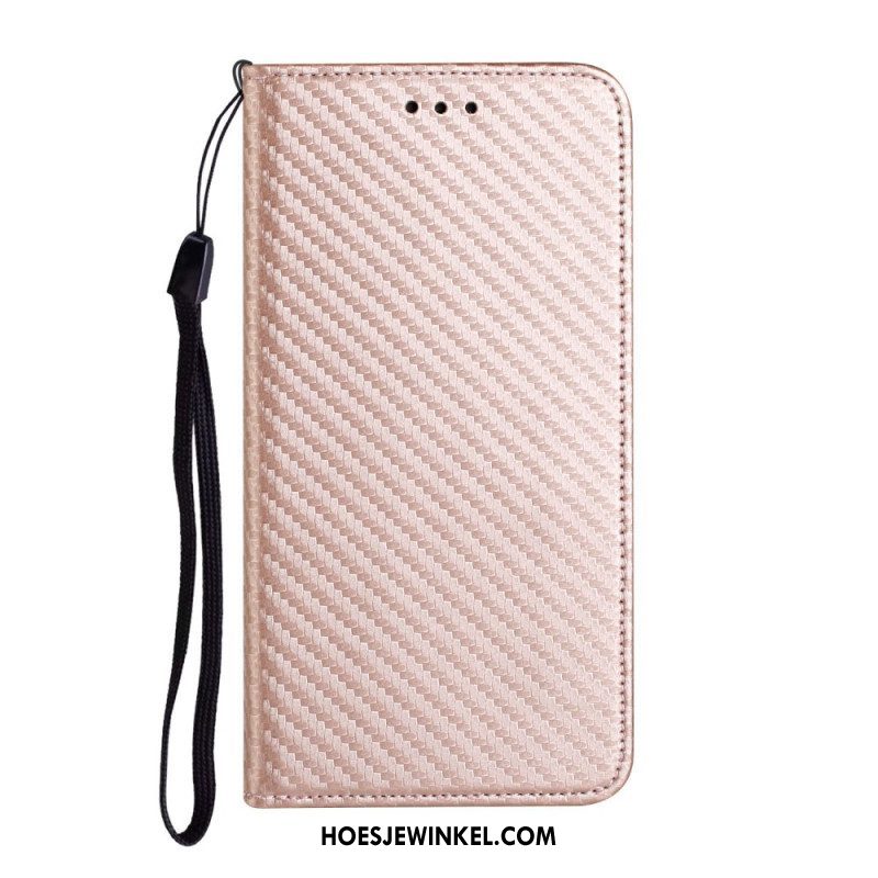 Bescherming Hoesje voor Xiaomi Redmi Note 11 Pro Plus 5G Met Ketting Folio-hoesje Band Van Koolstofvezel