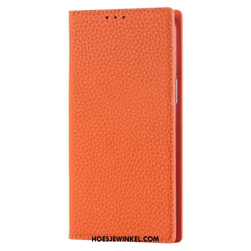 Bescherming Hoesje voor iPhone 14 Met Ketting Folio-hoesje Echte Litchi Lederen Band