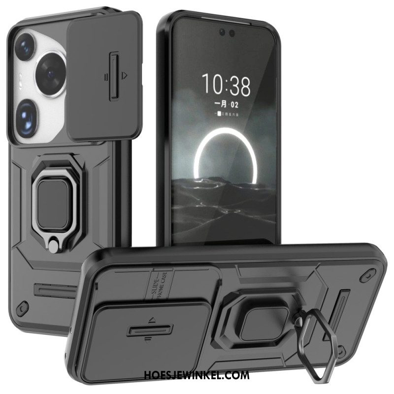 Case Hoesje Huawei Pura 70 Ultra Telefoonhoesje Resistente Ring Met Verschuifbare Lensbescherming