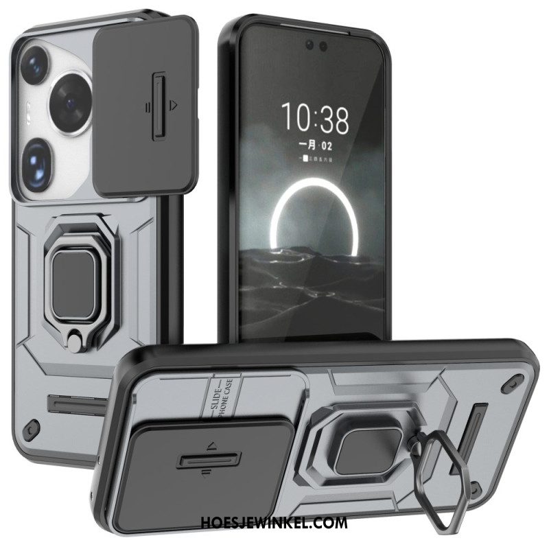 Case Hoesje Huawei Pura 70 Ultra Telefoonhoesje Resistente Ring Met Verschuifbare Lensbescherming