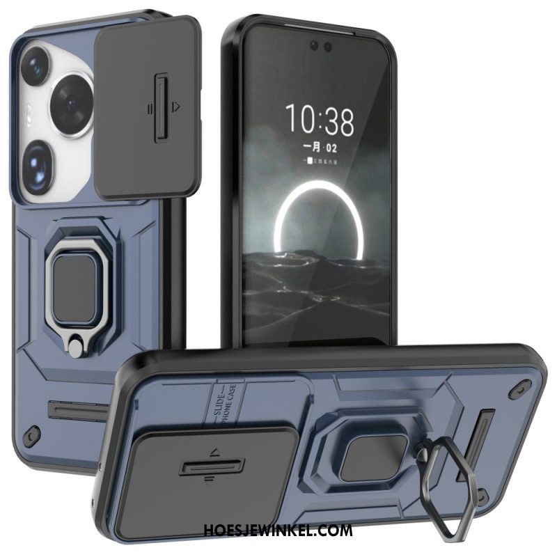 Case Hoesje Huawei Pura 70 Ultra Telefoonhoesje Resistente Ring Met Verschuifbare Lensbescherming