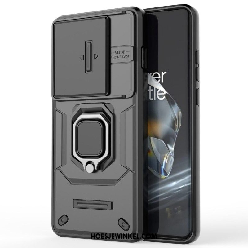 Case Hoesje Oneplus 12 5g Telefoonhoesje Resistente Ring Met Verschuifbare Lensbeschermer