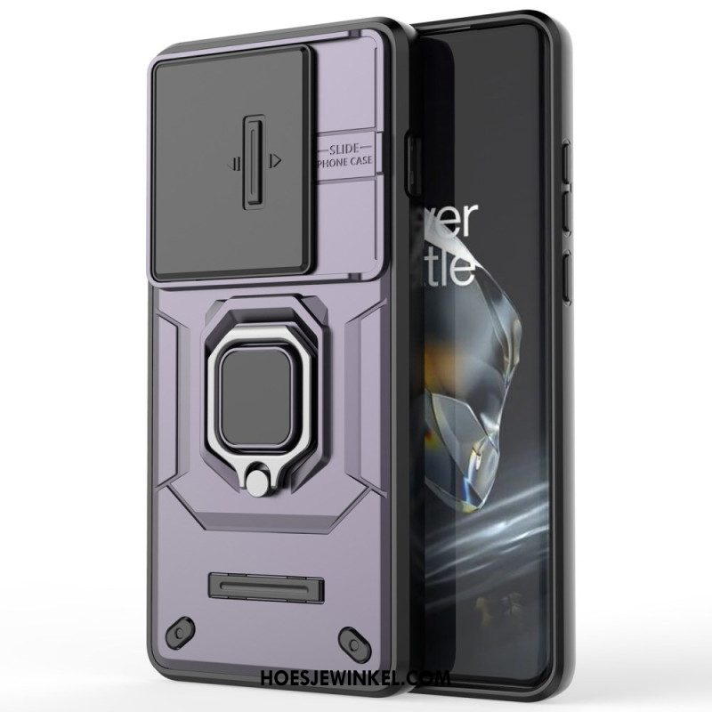 Case Hoesje Oneplus 12 5g Telefoonhoesje Resistente Ring Met Verschuifbare Lensbeschermer