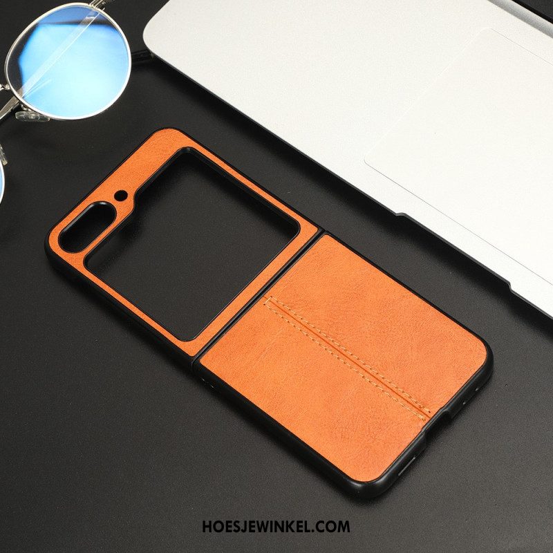 Case Hoesje Samsung Galaxy Z Flip 5 Telefoonhoesje Stijve Leerstijl