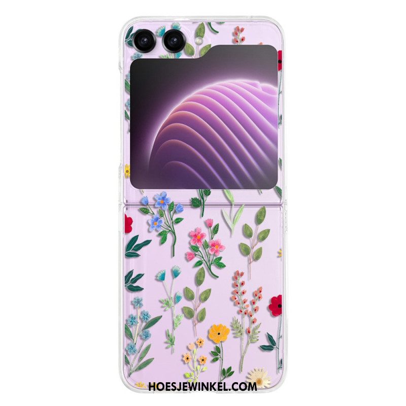 Case Hoesje Samsung Galaxy Z Flip 5 Telefoonhoesje Transparante Kleine Bloemen