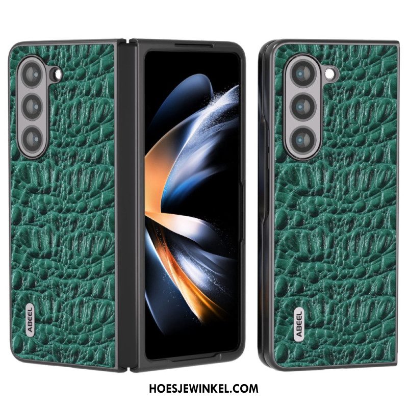 Case Hoesje Samsung Galaxy Z Fold 5 Telefoonhoesje Abeel Krokodillenleerstijl