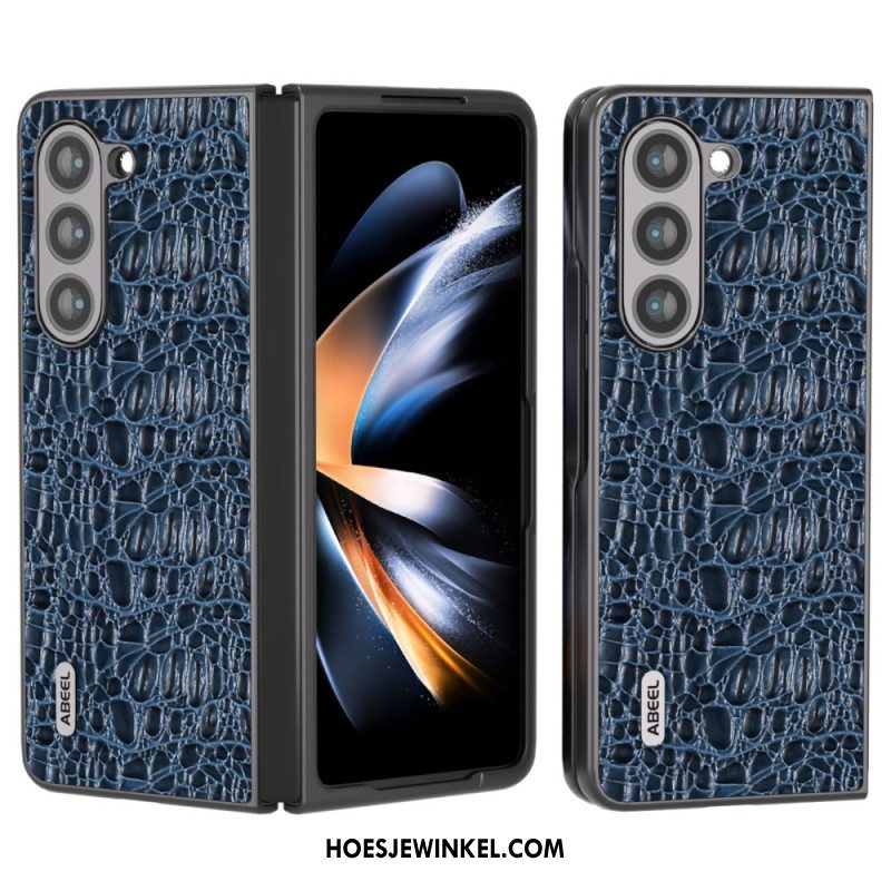 Case Hoesje Samsung Galaxy Z Fold 5 Telefoonhoesje Abeel Krokodillenleerstijl