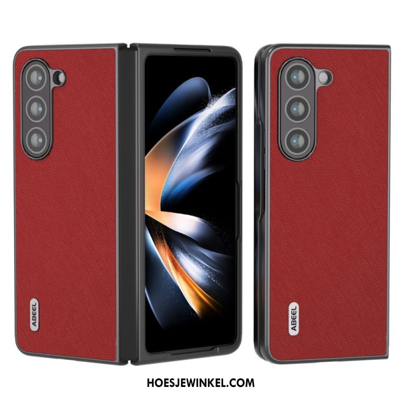 Case Hoesje Samsung Galaxy Z Fold 5 Telefoonhoesje Echt Abeel Geweven Leer