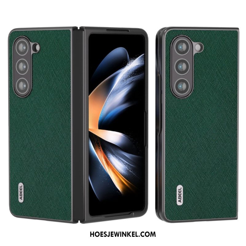 Case Hoesje Samsung Galaxy Z Fold 5 Telefoonhoesje Echt Abeel Geweven Leer