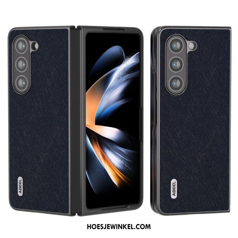 Case Hoesje Samsung Galaxy Z Fold 5 Telefoonhoesje Echt Abeel Geweven Leer