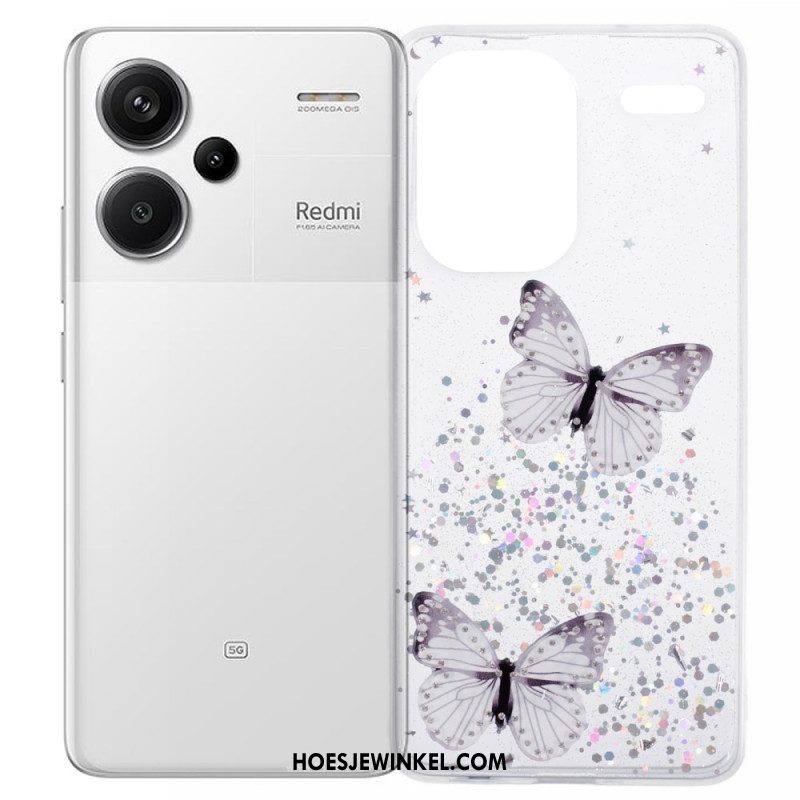 Case Hoesje Xiaomi Redmi Note 13 Pro Plus 5g Telefoonhoesje Glittervlinders