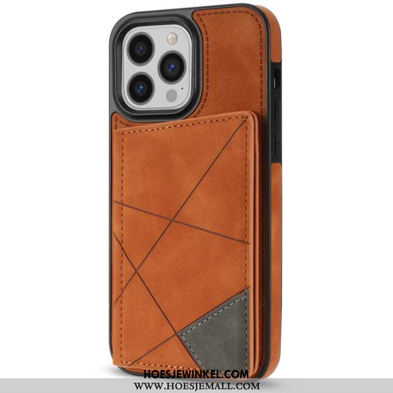 Case Hoesje iPhone 16 Pro Max Telefoonhoesje Kaarthouder Met Geometrisch Patroon