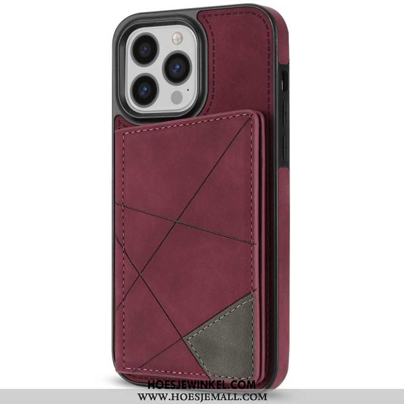 Case Hoesje iPhone 16 Pro Max Telefoonhoesje Kaarthouder Met Geometrisch Patroon