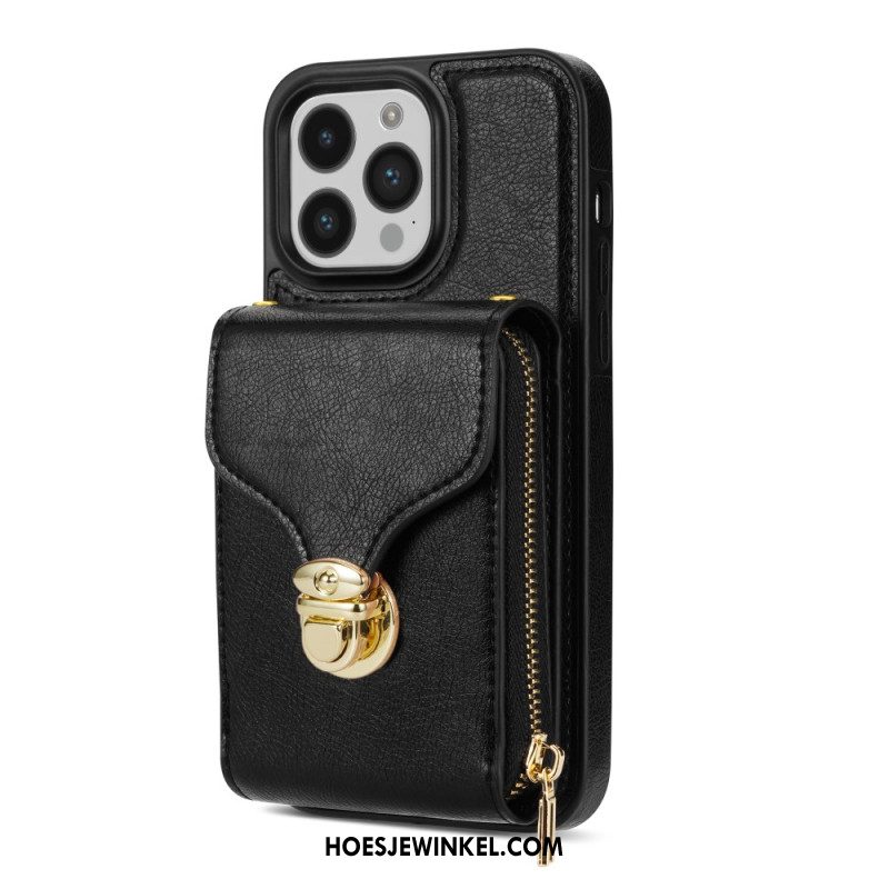 Case Hoesje iPhone 16 Pro Max Telefoonhoesje Portemonnee Met Riempje