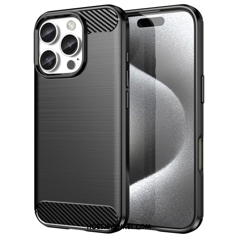 Case Hoesje iPhone 16 Pro Telefoonhoesje Geborstelde Koolstofvezel