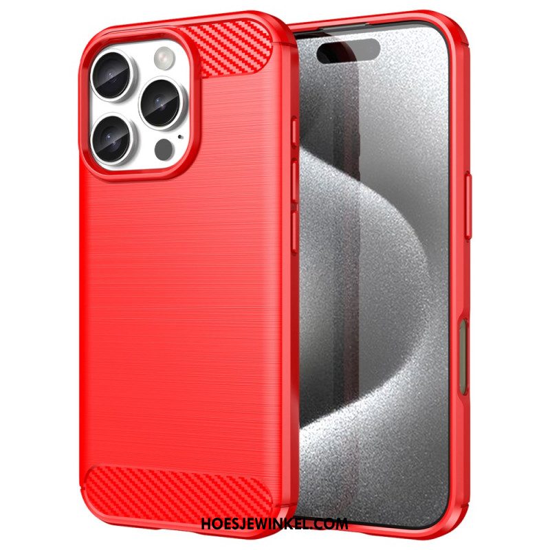 Case Hoesje iPhone 16 Pro Telefoonhoesje Geborstelde Koolstofvezel