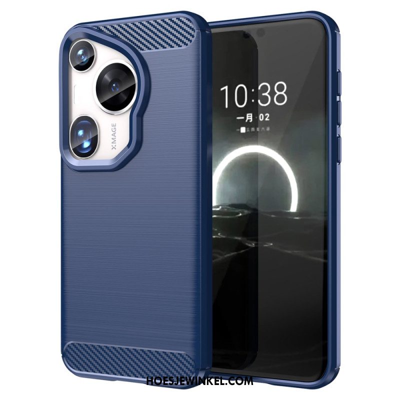 Cover Hoesje Huawei Pura 70 Ultra Telefoonhoesje Geborstelde Koolstofvezel