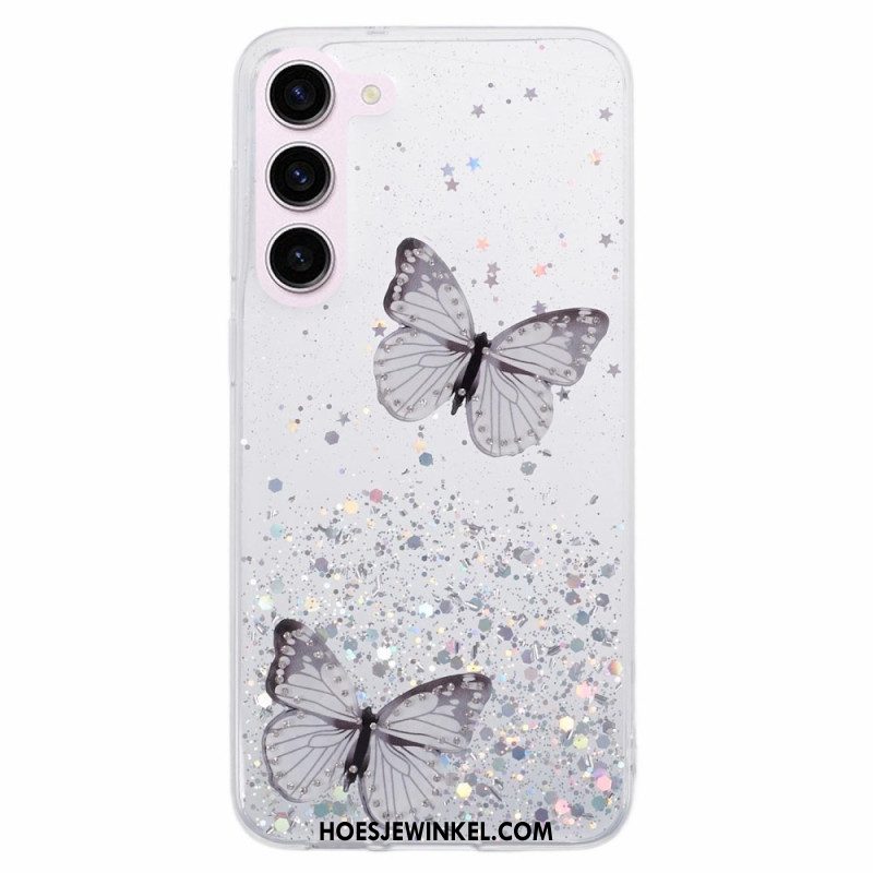 Cover Hoesje Samsung Galaxy S24 Plus 5g Telefoonhoesje Vlinders Pailletten