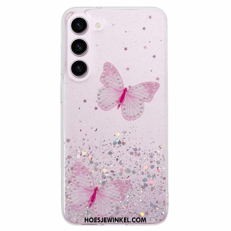 Cover Hoesje Samsung Galaxy S24 Plus 5g Telefoonhoesje Vlinders Pailletten