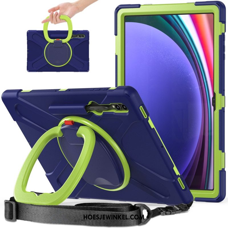 Cover Hoesje Samsung Galaxy Tab S9 Telefoonhoesje Draaibare Steun En Schouderband