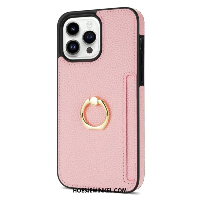 Cover Hoesje iPhone 16 Pro Max Telefoonhoesje Ring Met Leereffect