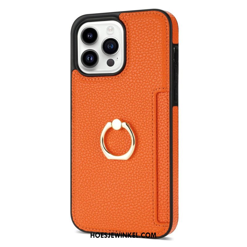 Cover Hoesje iPhone 16 Pro Max Telefoonhoesje Ring Met Leereffect