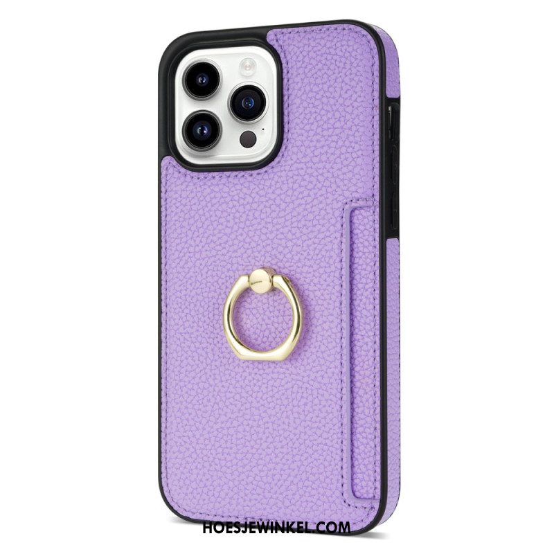 Cover Hoesje iPhone 16 Pro Max Telefoonhoesje Ring Met Leereffect