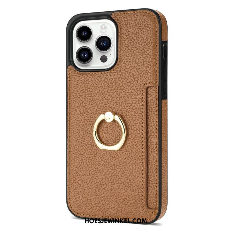 Cover Hoesje iPhone 16 Pro Max Telefoonhoesje Ring Met Leereffect