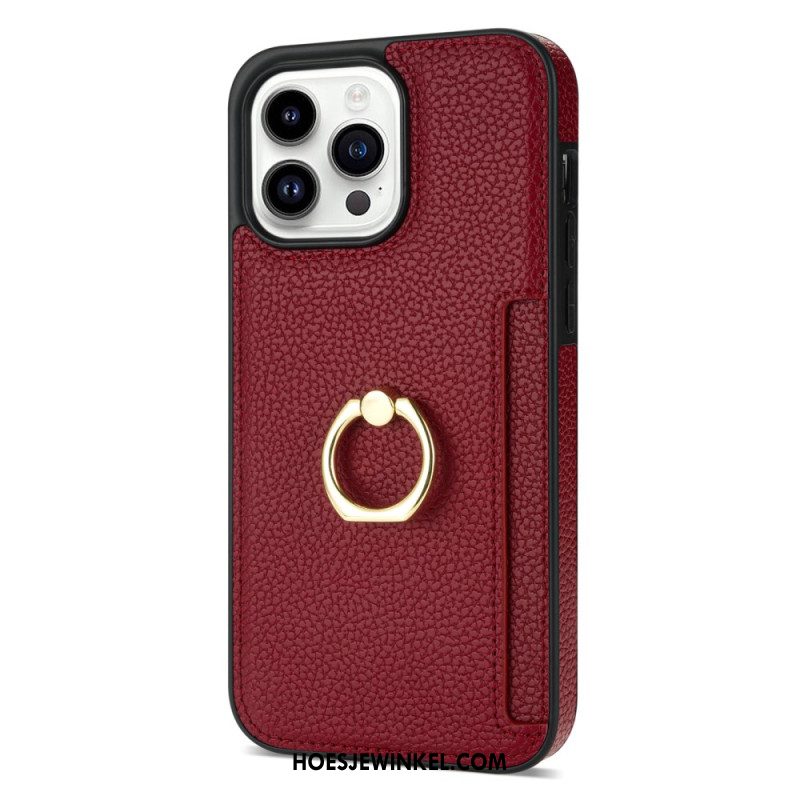 Cover Hoesje iPhone 16 Pro Max Telefoonhoesje Ring Met Leereffect