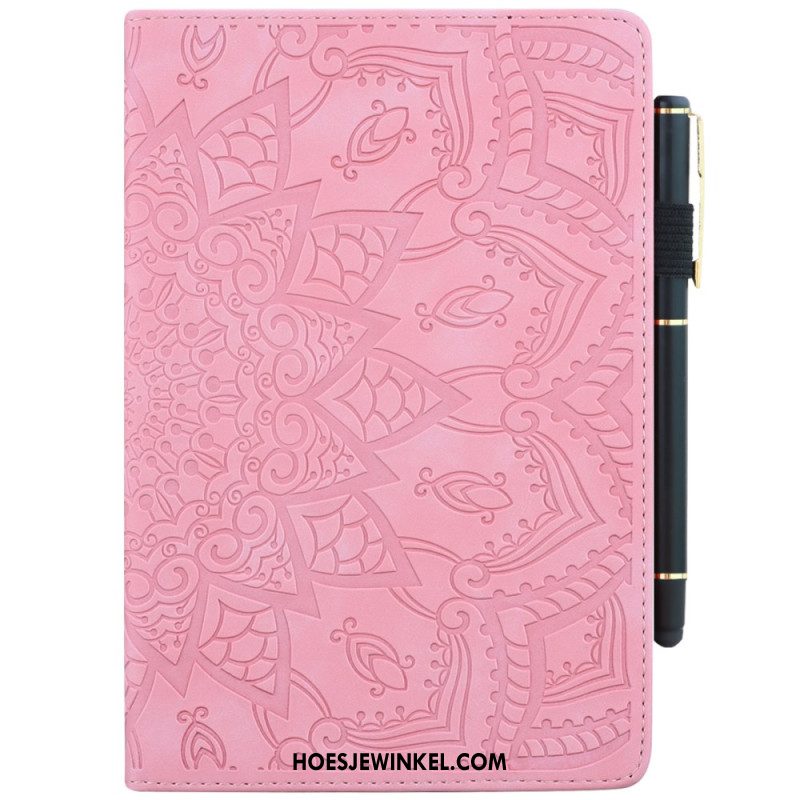 Cover Samsung Galaxy Tab S9 Bloemenpatroon En Stylushouderriem Bescherming Hoesje