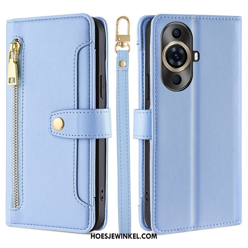 Flip Case Leren Huawei Nova 11 Pro Portemonnee Met Band En Schouderband