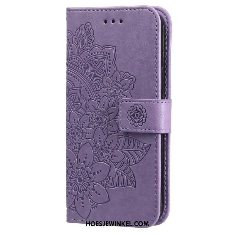 Flip Case Leren Oneplus 12 5g Bandje Met Bloemenmotief