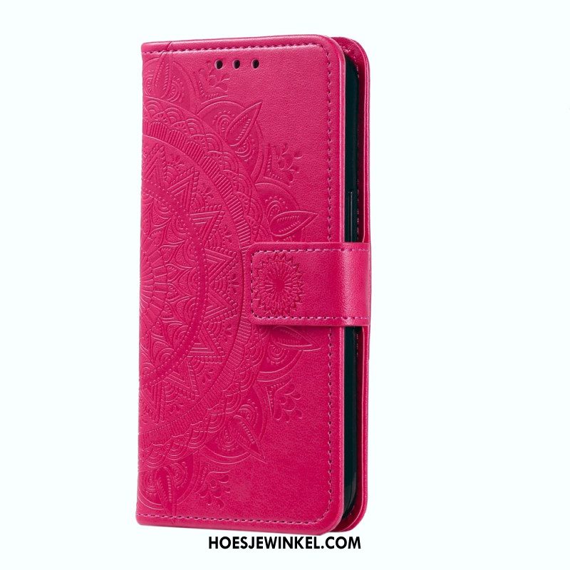 Flip Case Leren Oneplus 12 5g Bloemenmandala Met Koord