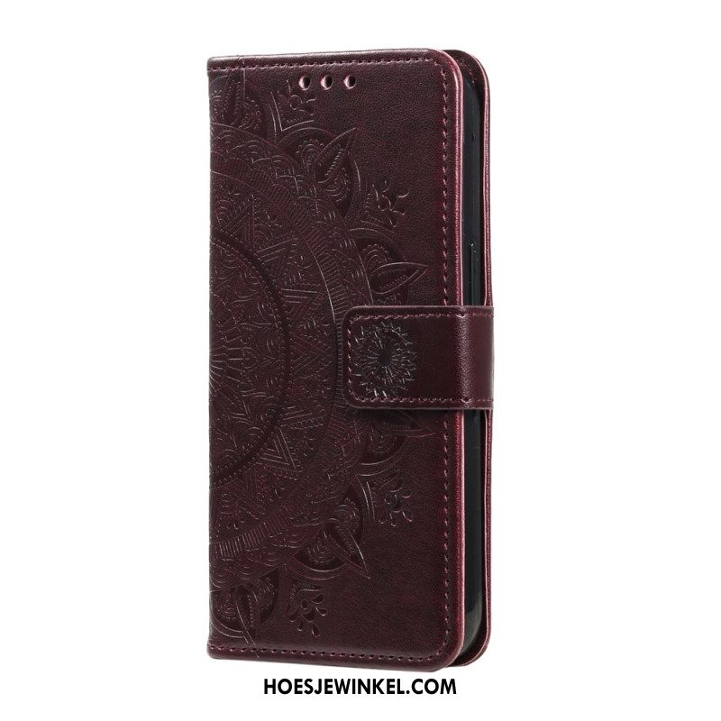 Flip Case Leren Oneplus 12 5g Bloemenmandala Met Koord