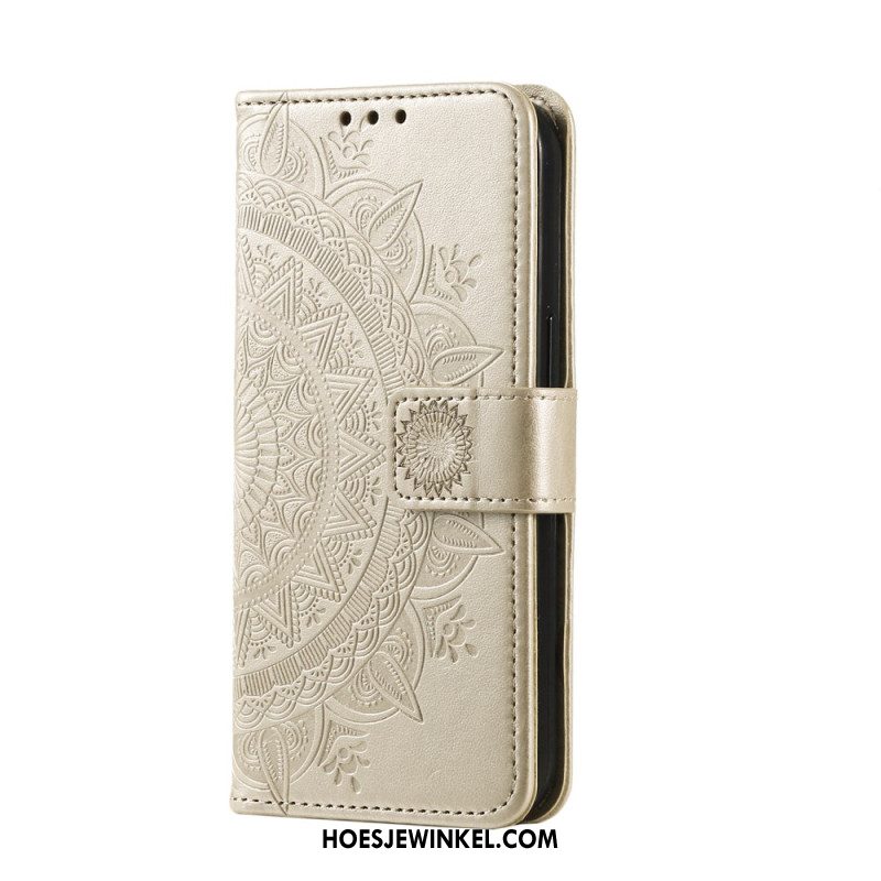 Flip Case Leren Oneplus 12 5g Bloemenmandala Met Koord