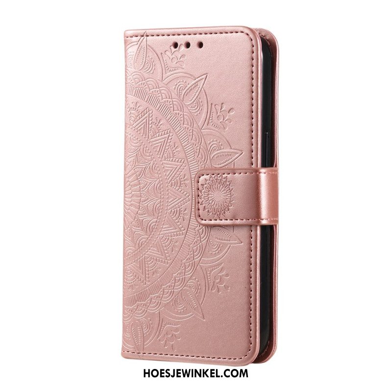 Flip Case Leren Oneplus 12 5g Bloemenmandala Met Koord