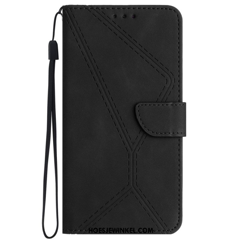 Flip Case Leren Oneplus 12r Lijnen En Punten