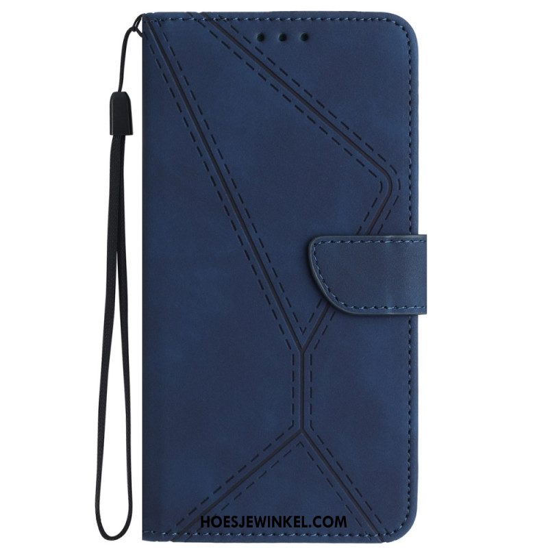 Flip Case Leren Oneplus 12r Lijnen En Punten