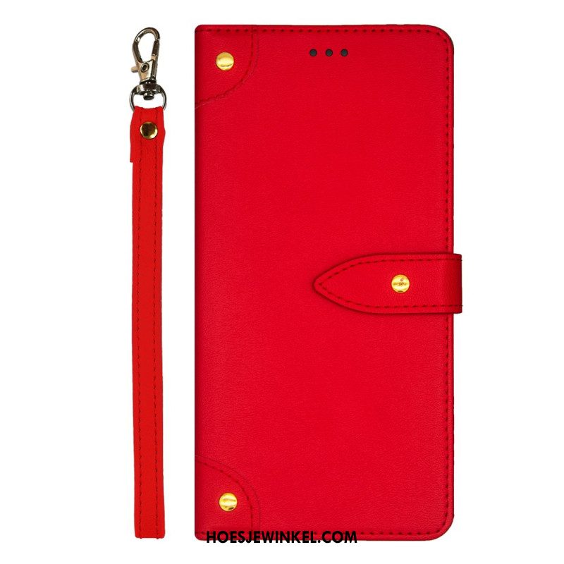 Flip Case Leren Oppo Reno 11 5g Idewei-klinknagels