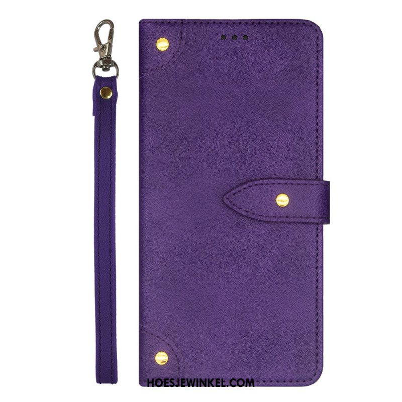 Flip Case Leren Oppo Reno 11 5g Idewei-klinknagels